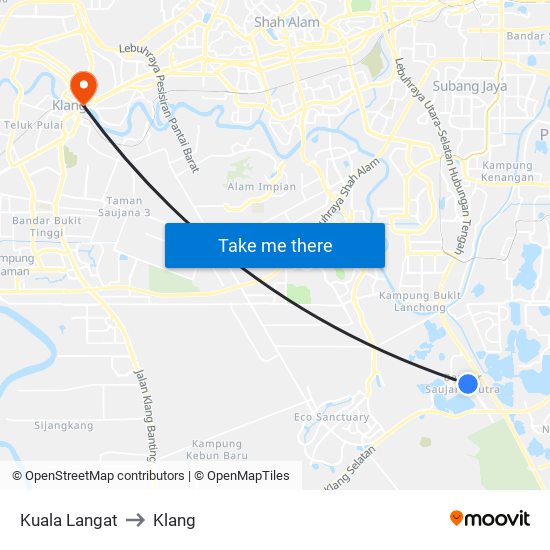 Kuala Langat to Klang map