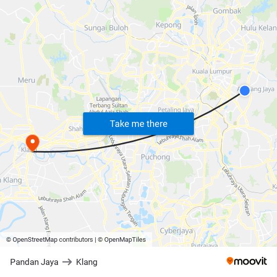 Pandan Jaya to Klang map