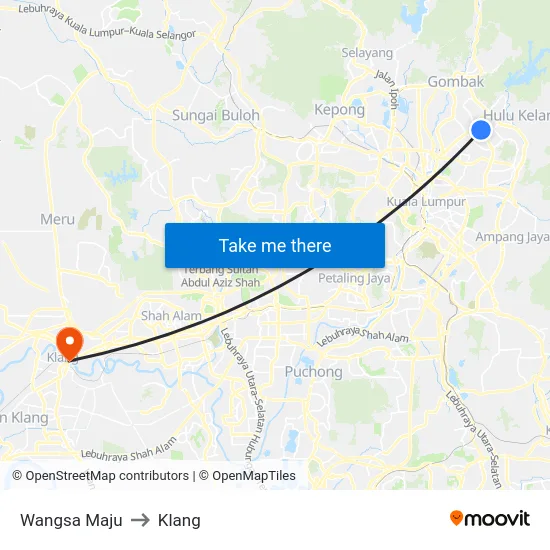 Wangsa Maju to Klang map