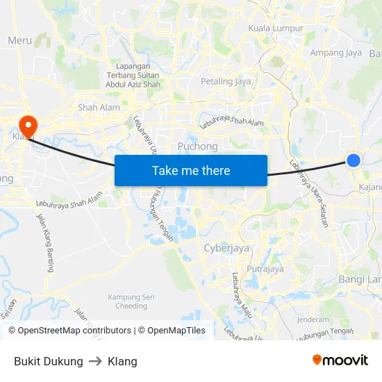 Bukit Dukung to Klang map
