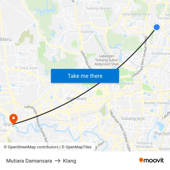 Mutiara Damansara to Klang map