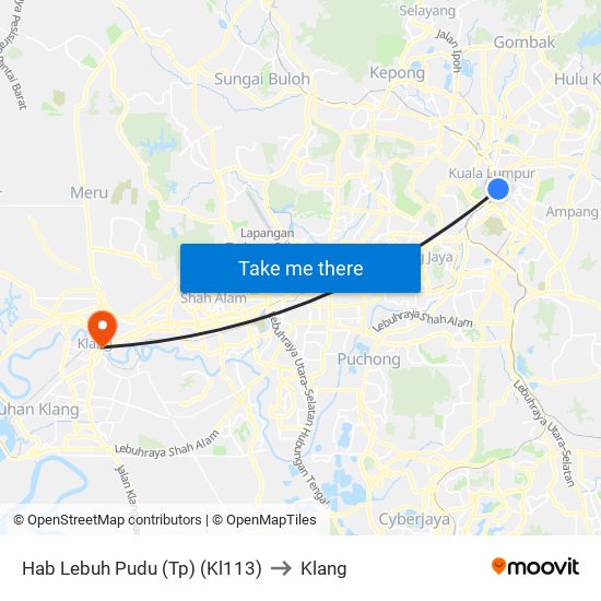 Hab Lebuh Pudu (Tp) (Kl113) to Klang map
