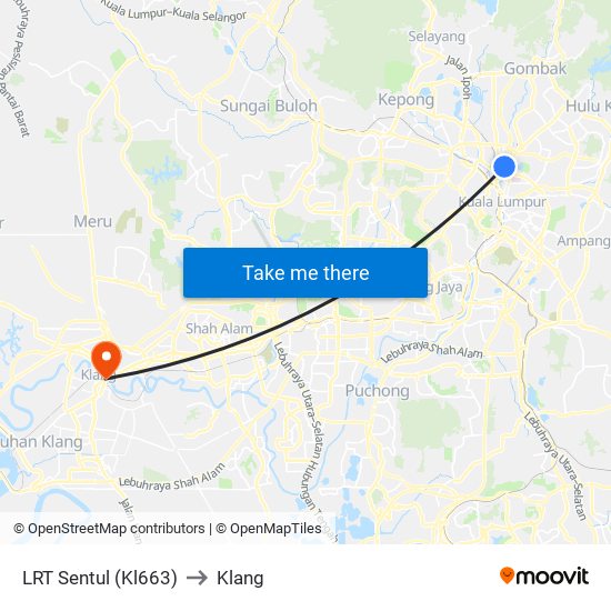 LRT Sentul (Kl663) to Klang map