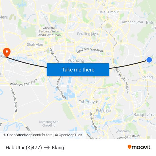 Hab Utar (Kj477) to Klang map