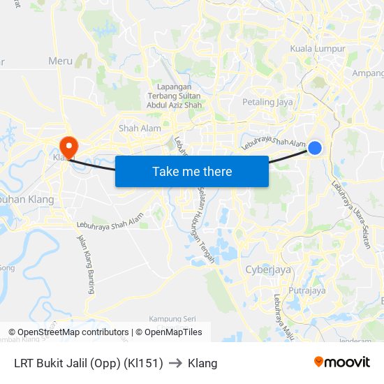 LRT Bukit Jalil (Opp) (Kl151) to Klang map