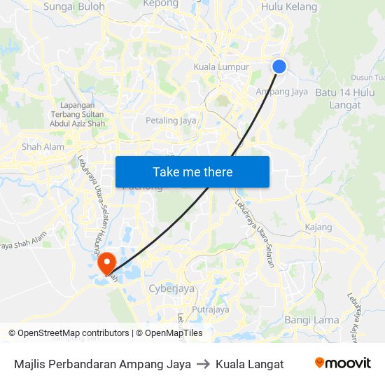Majlis Perbandaran Ampang Jaya to Kuala Langat map