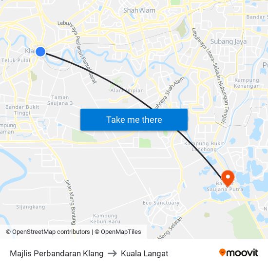 Majlis Perbandaran Klang to Kuala Langat map