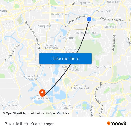 Bukit Jalil to Kuala Langat map