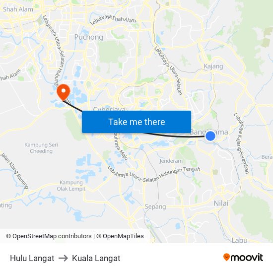 Hulu Langat to Kuala Langat map