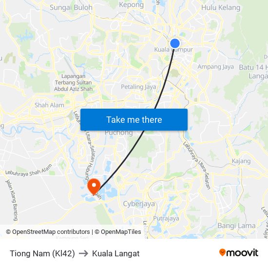 Tiong Nam (Kl42) to Kuala Langat map