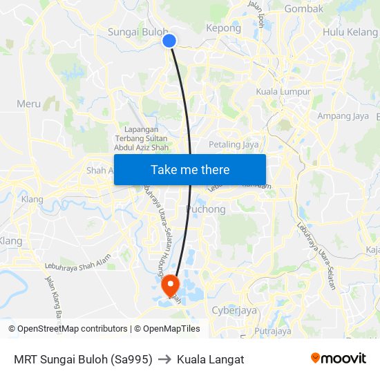 MRT Sungai Buloh (Sa995) to Kuala Langat map