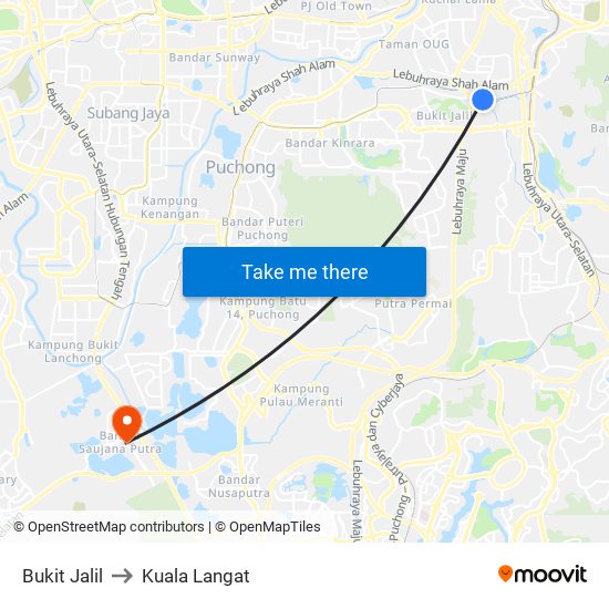 Bukit Jalil to Kuala Langat map