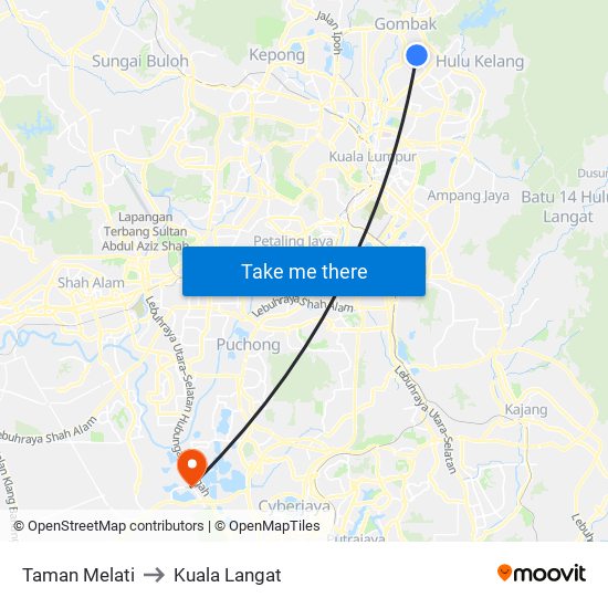 Taman Melati to Kuala Langat map