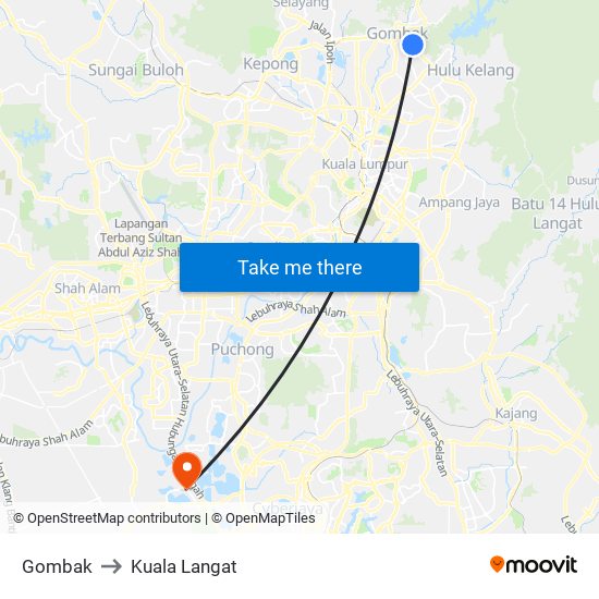 Gombak to Kuala Langat map