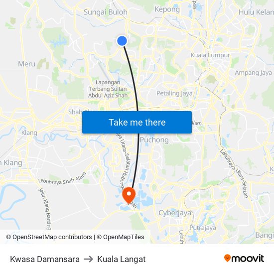 Kwasa Damansara to Kuala Langat map