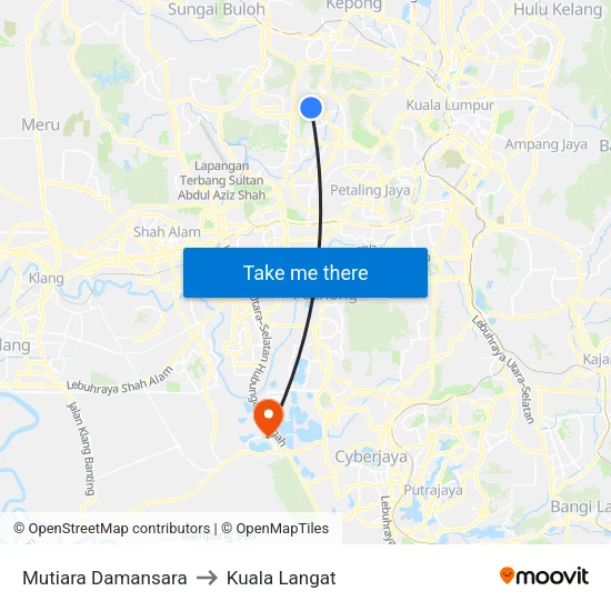Mutiara Damansara to Kuala Langat map