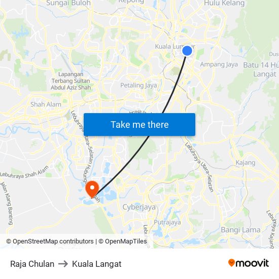 Raja Chulan to Kuala Langat map