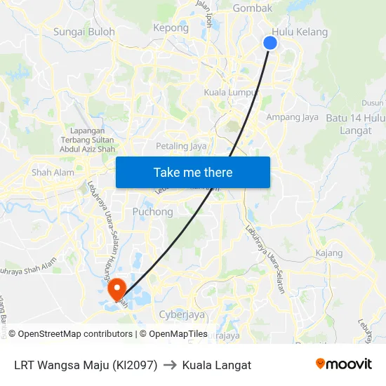 LRT Wangsa Maju (Kl2097) to Kuala Langat map