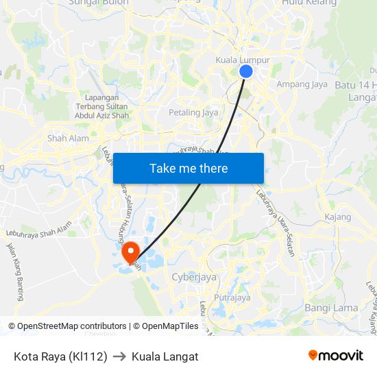 Kota Raya (Kl112) to Kuala Langat map