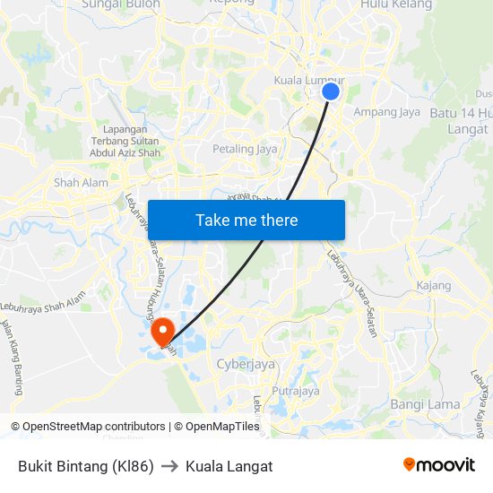 Bukit Bintang (Kl86) to Kuala Langat map