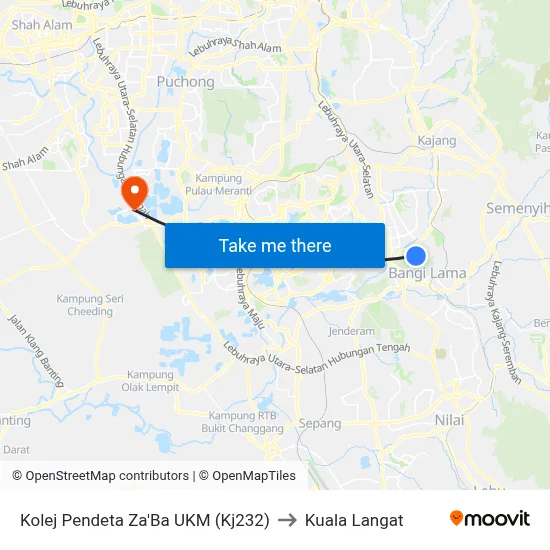 Kolej Pendeta Za'Ba UKM (Kj232) to Kuala Langat map