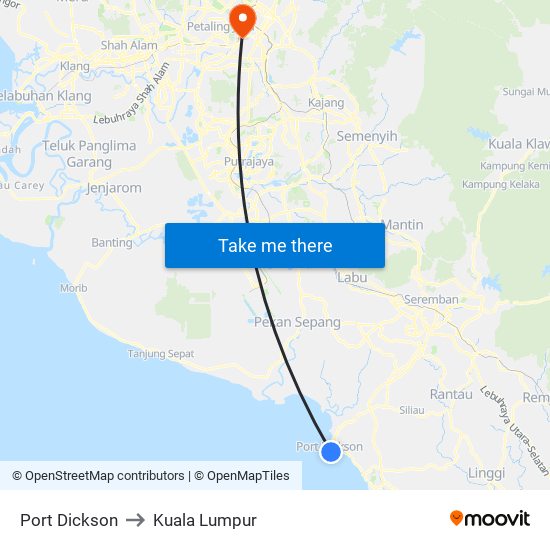Port Dickson to Kuala Lumpur map