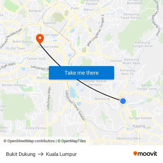 Bukit Dukung to Kuala Lumpur map
