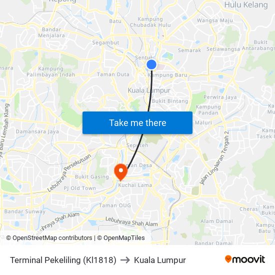 Terminal Pekeliling (Kl1818) to Kuala Lumpur map