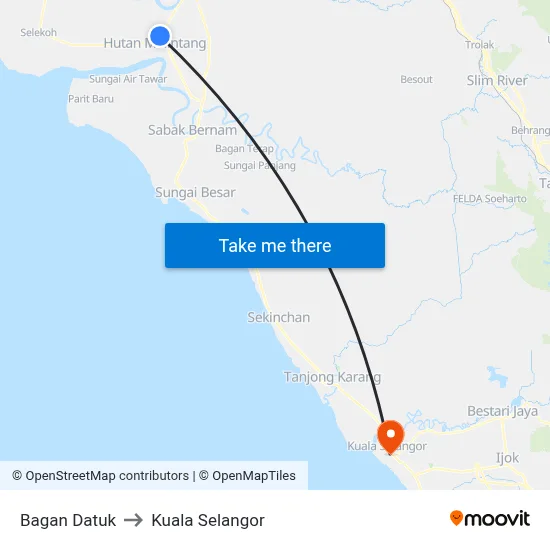 Bagan Datuk to Kuala Selangor map