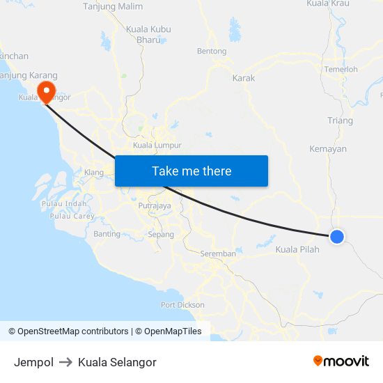 Jempol to Kuala Selangor map