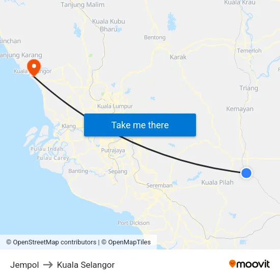 Jempol to Kuala Selangor map