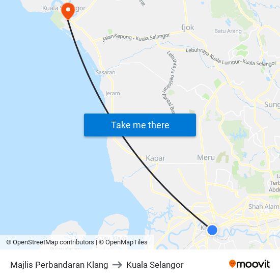Majlis Perbandaran Klang to Kuala Selangor map