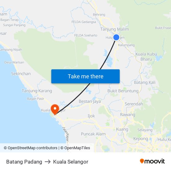 Batang Padang to Kuala Selangor map