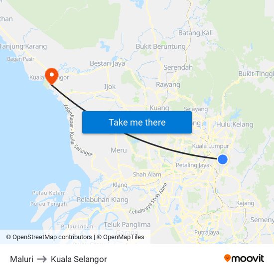 Maluri to Kuala Selangor map