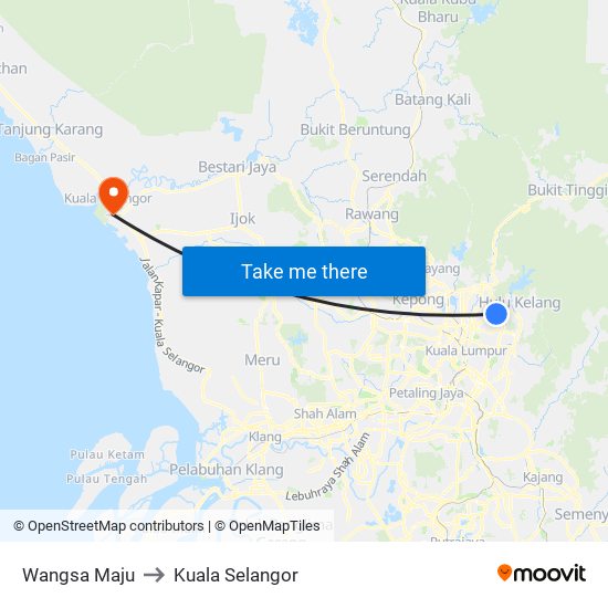Wangsa Maju to Kuala Selangor map