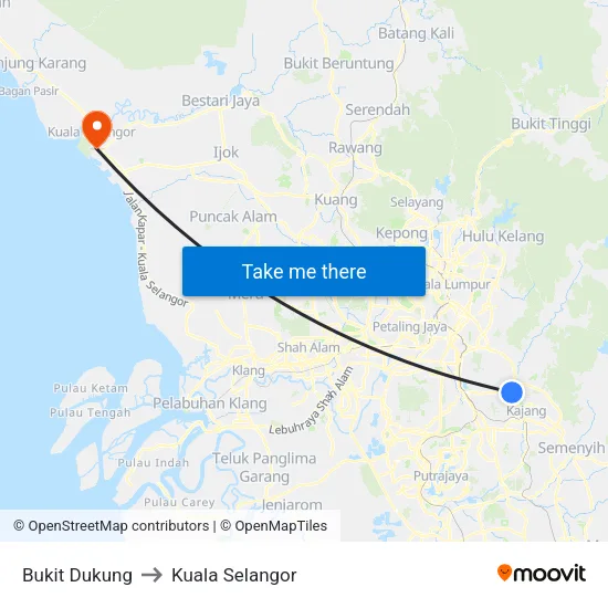 Bukit Dukung to Kuala Selangor map