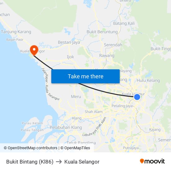 Bukit Bintang (Kl86) to Kuala Selangor map