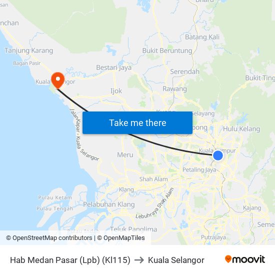 Hab Medan Pasar (Lpb) (Kl115) to Kuala Selangor map