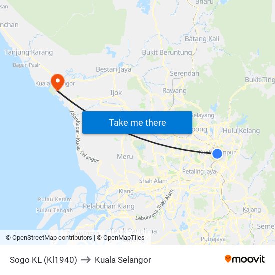 Sogo KL (Kl1940) to Kuala Selangor map