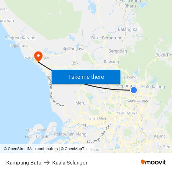 Kampung Batu to Kuala Selangor map
