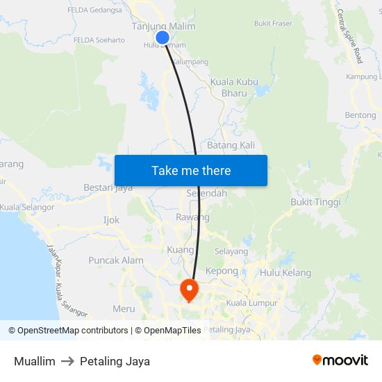 Muallim to Petaling Jaya map
