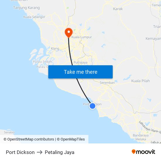 Port Dickson to Petaling Jaya map