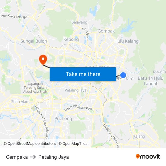 Cempaka to Petaling Jaya map