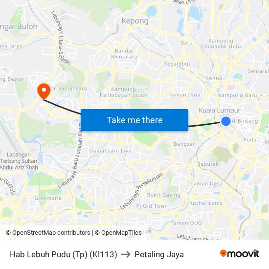 Hab Lebuh Pudu (Tp) (Kl113) to Petaling Jaya map