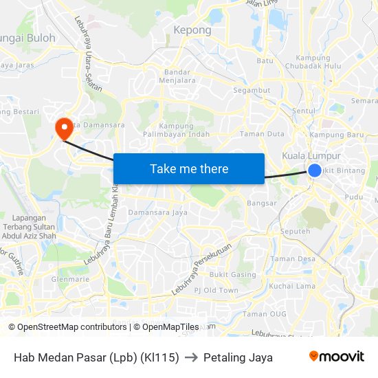 Hab Medan Pasar (Lpb) (Kl115) to Petaling Jaya map