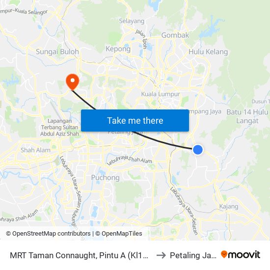 MRT Taman Connaught, Pintu A (Kl1792) to Petaling Jaya map