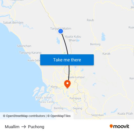 Muallim to Puchong map