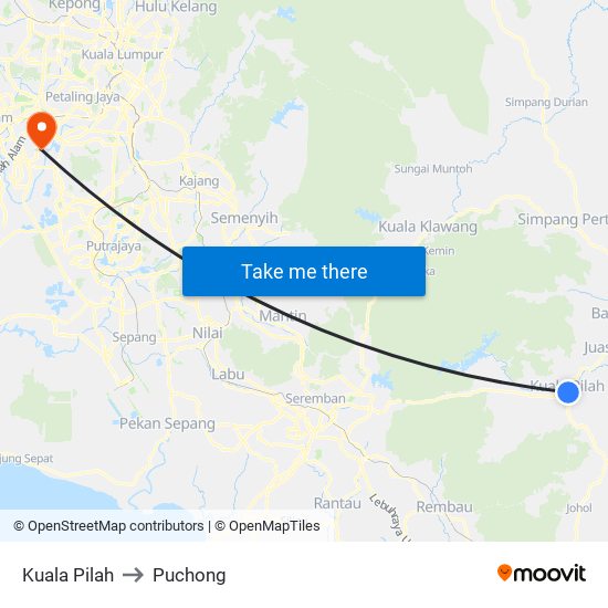 Kuala Pilah to Puchong map