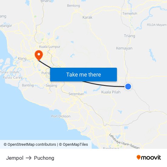 Jempol to Puchong map