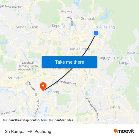 Sri Rampai to Puchong map